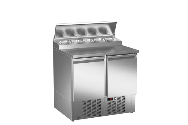 Stół salatkowy do pizzy, 2xdrzwi pełne 894x700x955 245W 230V Asber ETPZ-090