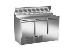Stół salatkowy do pizzy, 3xdrzwi pełne 1358x700x955 267W 230V Asber ETPZ -140