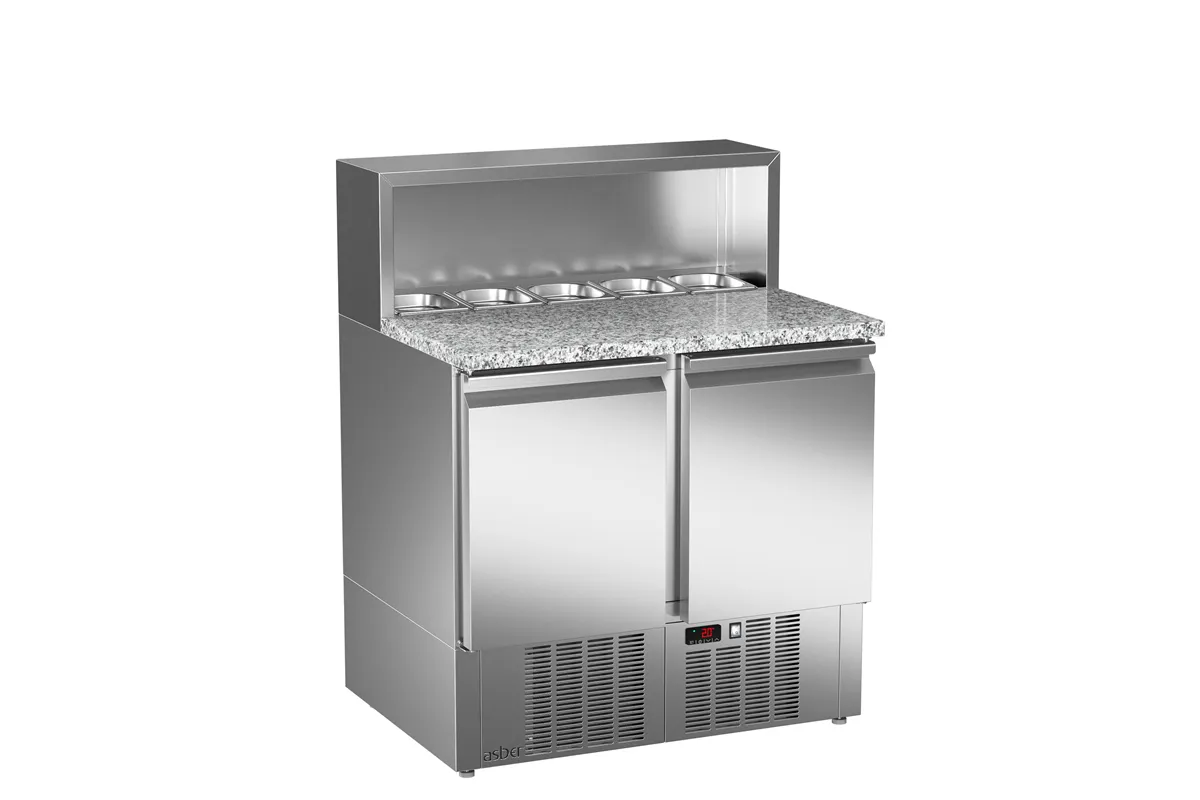 Stół sałatkowy do kanapek, 2xdrzwi pełne 894x700x1140 245W 230V Asber ETSA-090