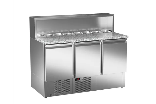 Stół sałatkowy do kanapek, 3xdrzwi pełne1358x700x1140 267W 230V Asber ETSA -140