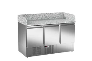 Kompaktowy stół sałatkowy do pizzy, 3xdrzwi pełne 1358x700x1010 267W 230V Asber ETCPZ-140
