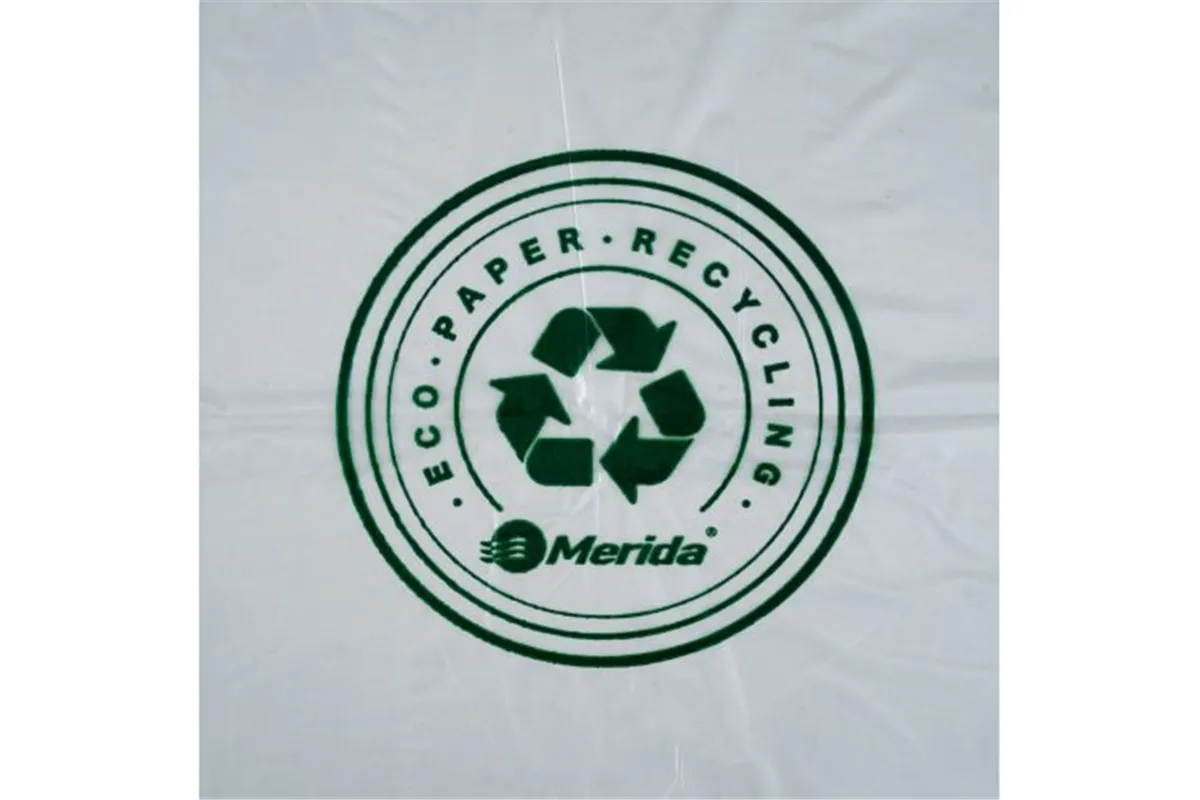 Worki na zużyte ręczniki papierowe, MERIDA ECO PAPER, 115x135 cm, pojemność 350l, paczka 10szt., BEZBARWNE, LDPE WKT606