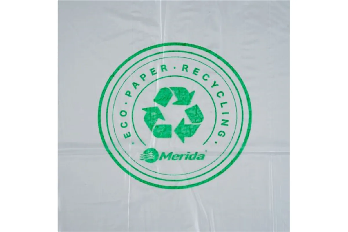 Worki na zużyte ręczniki papierowe, MERIDA ECO PAPER, 60 x 90 cm, pojemność 70 l, paczka 50 szt., BEZBARWNE, LDPE Merida WKT206