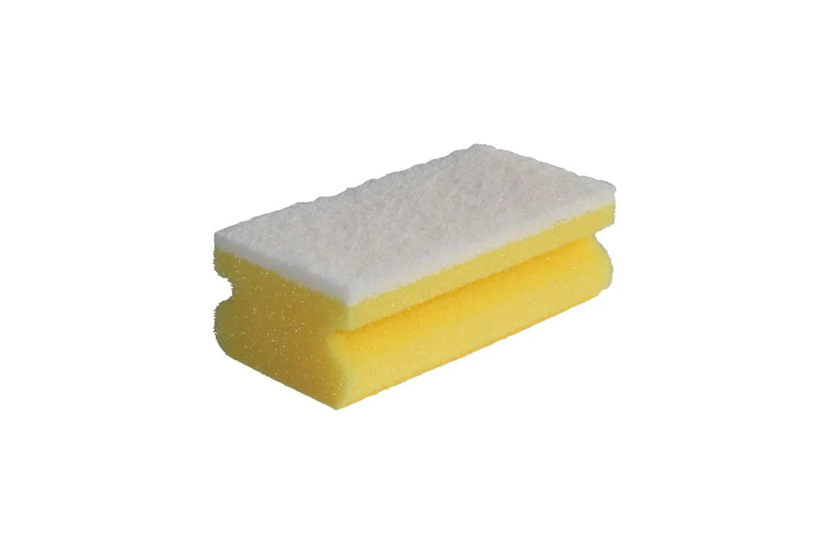 Zmywak profesjonalny nierysujący do delikatnych powierzchni, pianka żółta, fibra biała, opakowanie 10 szt. Merida SRH009