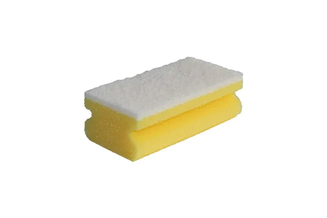 Zmywak profesjonalny nierysujący do delikatnych powierzchni, pianka żółta, fibra biała, opakowanie 10 szt. Merida SRH009