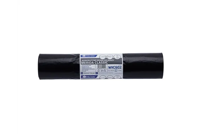 Worki na śmieci MERIDA, 115 x 135 cm, pojemność 350 l, rolka 10 szt., CZARNE, LDPE
 Merida WKC602