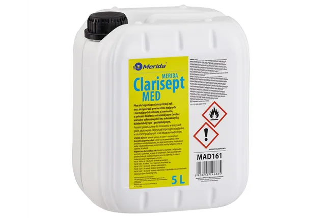 Płyn dezynfekcyjny MERIDA CLARISEPT MED do higienicznej dezynfekcji rąk oraz powierzchni, kanister 5 l
 Merida MAD161
