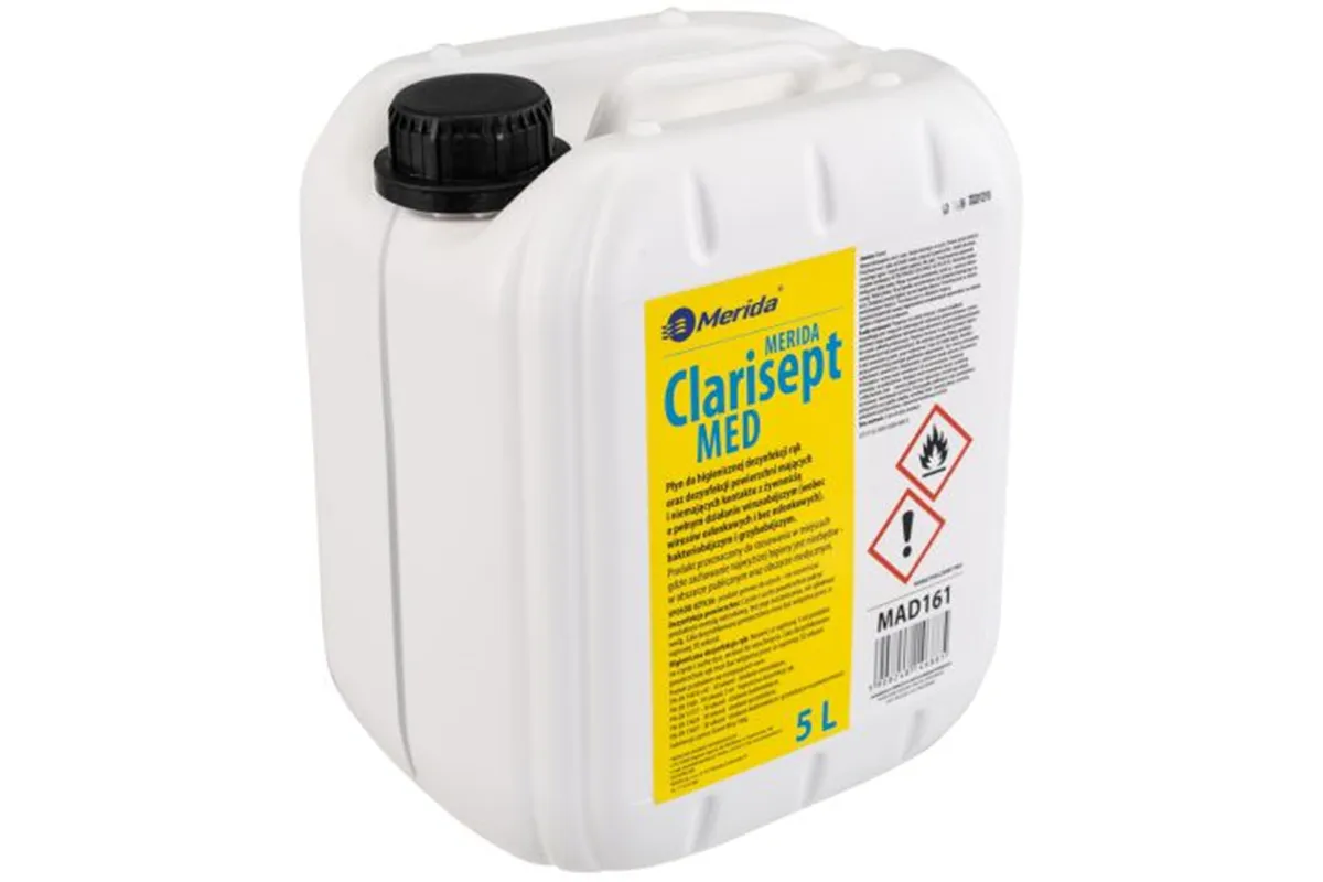Płyn dezynfekcyjny MERIDA CLARISEPT MED do higienicznej dezynfekcji rąk oraz powierzchni, kanister 5 l
 Merida MAD161