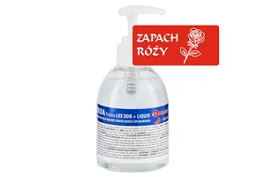 Płyn dezynfekcyjny o zapachu róży MERIDA POLANA LUX DDR+ LIQUID do higienicznej dezynfekcji rąk, butelka 300 ml z pompką
 MAD96