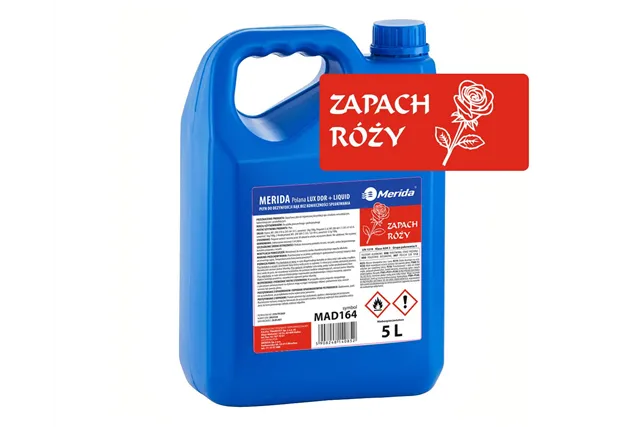 Płyn dezynfekcyjny o zapachu róży MERIDA POLANA LUX DDR+ LIQUID do higienicznej dezynfekcji rąk, kanister 5 l
 Merida MAD164