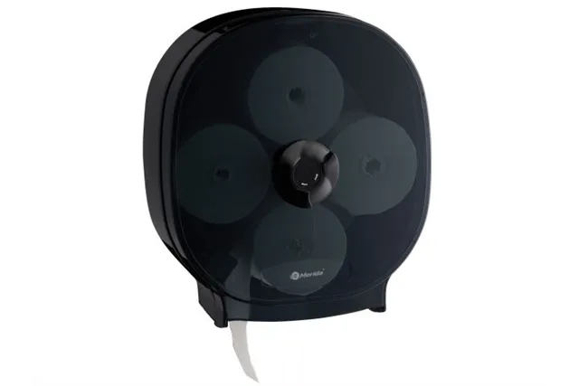 Pojemnik na cztery rolki papieru toaletowego bez gilzy MERIDA ONE, tworzywo ABS, czarny
 Merida BEC302