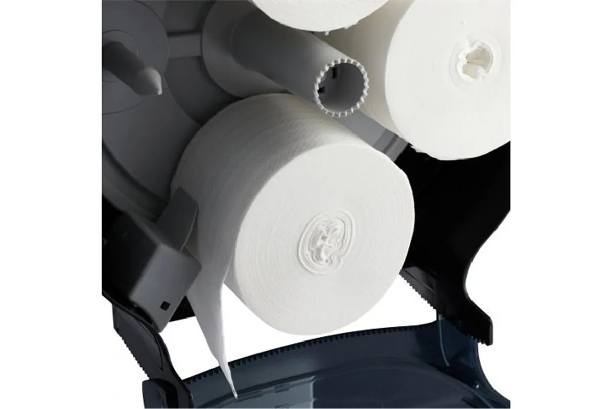 Pojemnik na cztery rolki papieru toaletowego bez gilzy MERIDA ONE, tworzywo ABS, czarny
 Merida BEC302