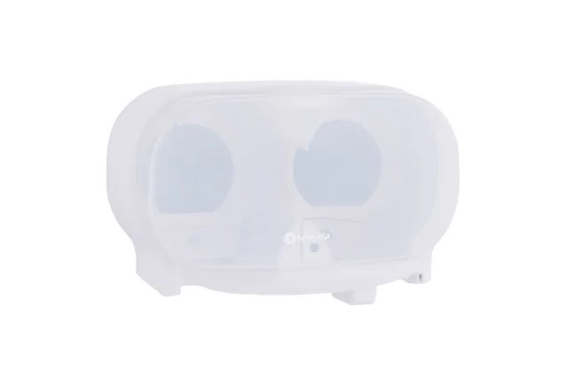 Pojemnik na dwie rolki papieru toaletowego bez gilzy MERIDA HARMONY, tworzywo, biały transparentny
 Merida BHB301