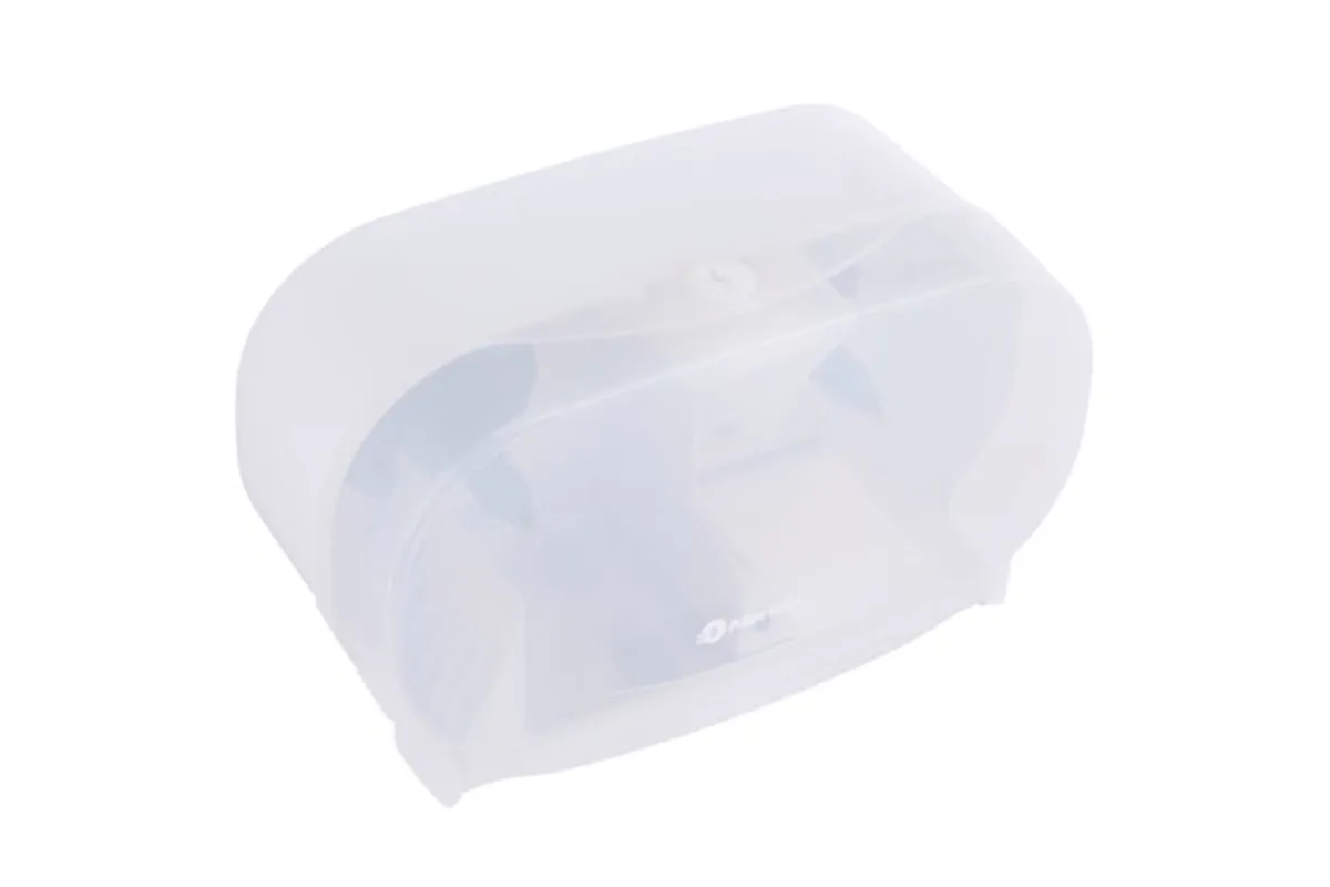 Pojemnik na dwie rolki papieru toaletowego bez gilzy MERIDA HARMONY, tworzywo, biały transparentny
 Merida BHB301