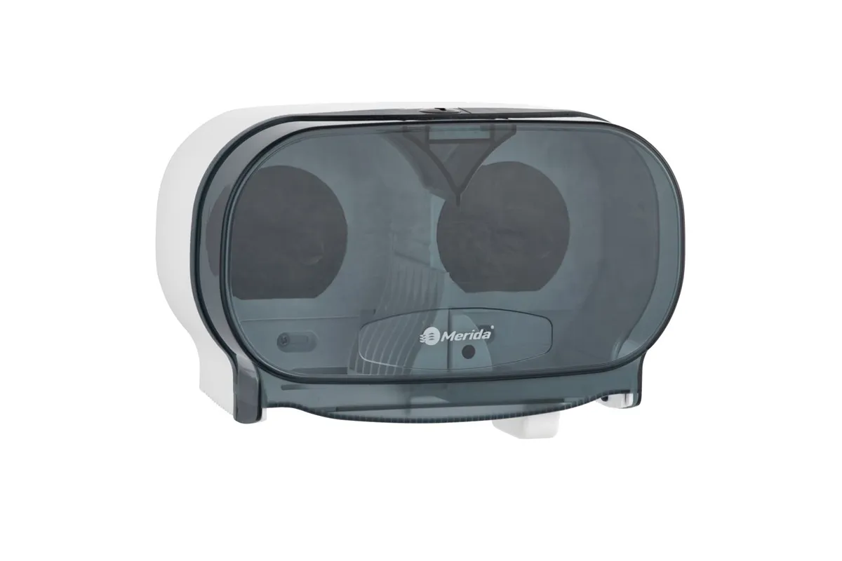 Pojemnik na dwie rolki papieru toaletowego bez gilzy MERIDA ONE, tworzywo ABS, biały
 Merida BEB301