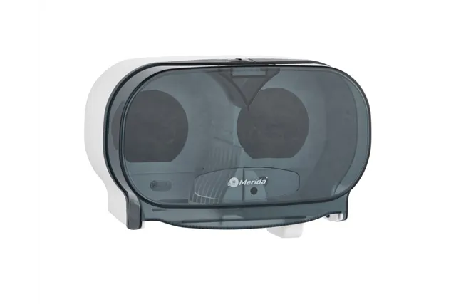 Pojemnik na dwie rolki papieru toaletowego bez gilzy MERIDA ONE, tworzywo ABS, biały
 Merida BEB301