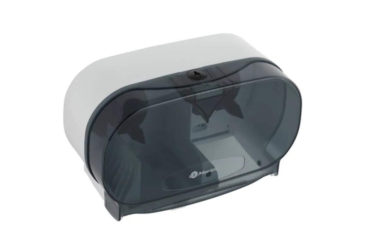 Pojemnik na dwie rolki papieru toaletowego bez gilzy MERIDA ONE, tworzywo ABS, biały
 Merida BEB301