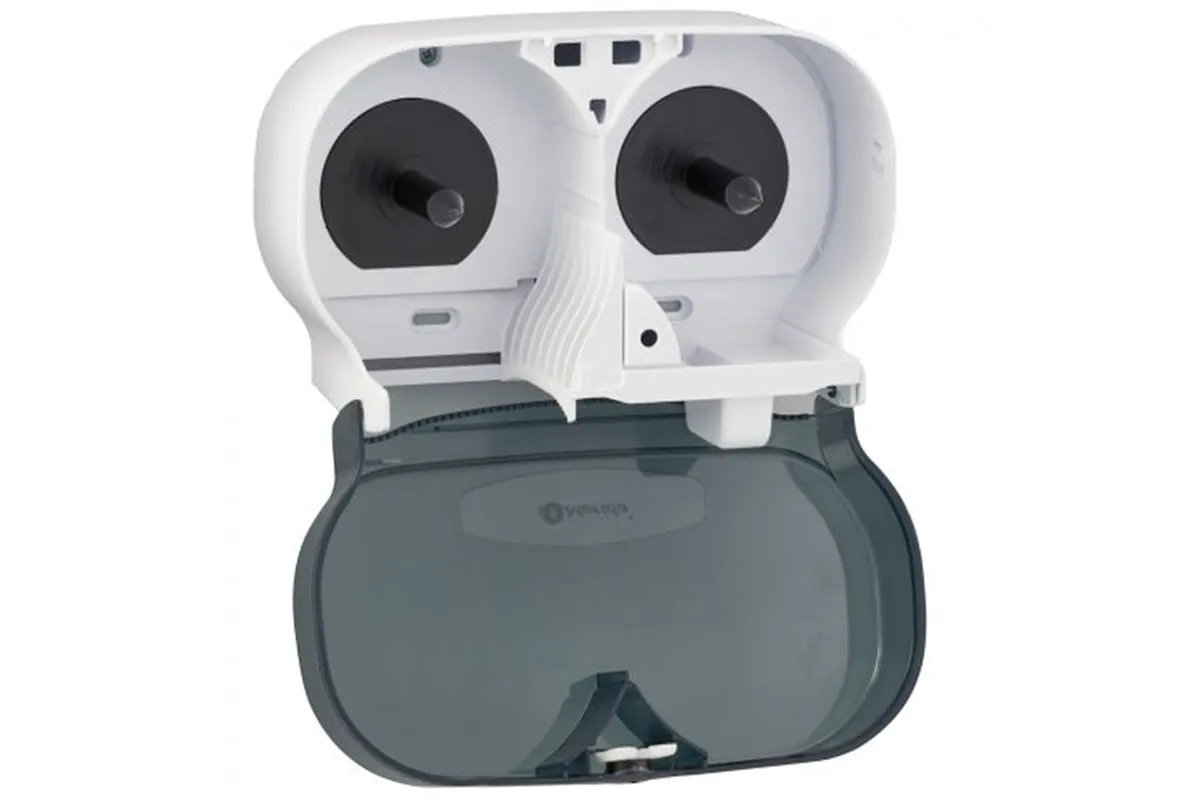 Pojemnik na dwie rolki papieru toaletowego bez gilzy MERIDA ONE, tworzywo ABS, biały
 Merida BEB301