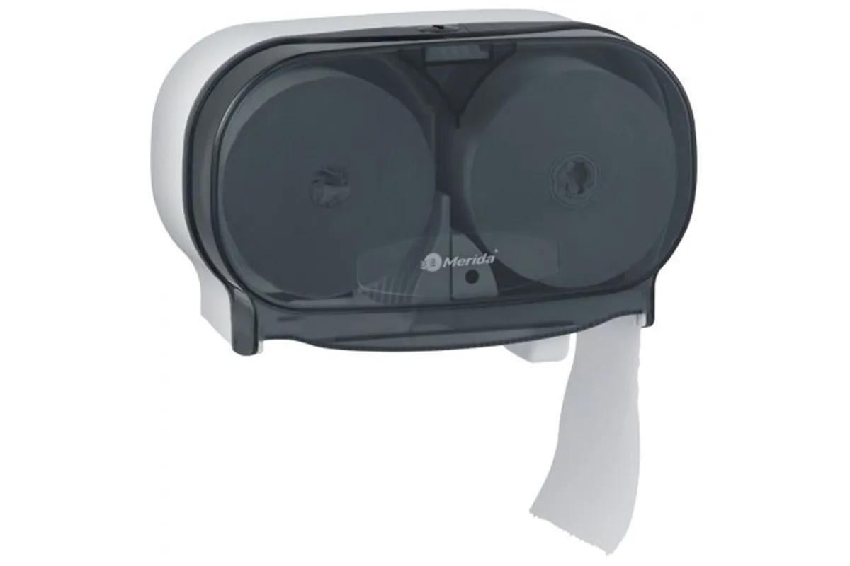 Pojemnik na dwie rolki papieru toaletowego bez gilzy MERIDA ONE, tworzywo ABS, biały
 Merida BEB301