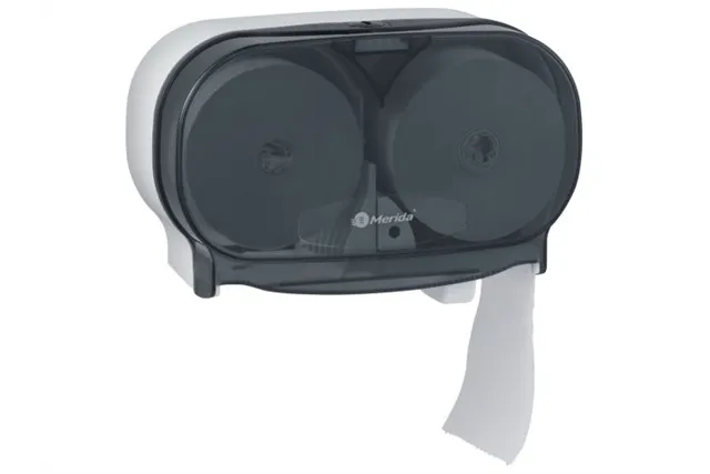 Pojemnik na dwie rolki papieru toaletowego bez gilzy MERIDA ONE, tworzywo ABS, biały
 Merida BEB301