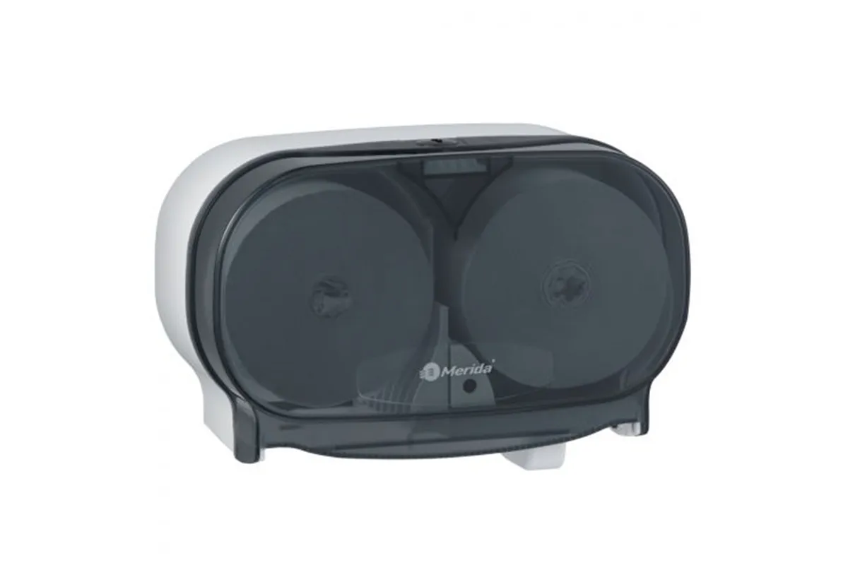 Pojemnik na dwie rolki papieru toaletowego bez gilzy MERIDA ONE, tworzywo ABS, biały
 Merida BEB301