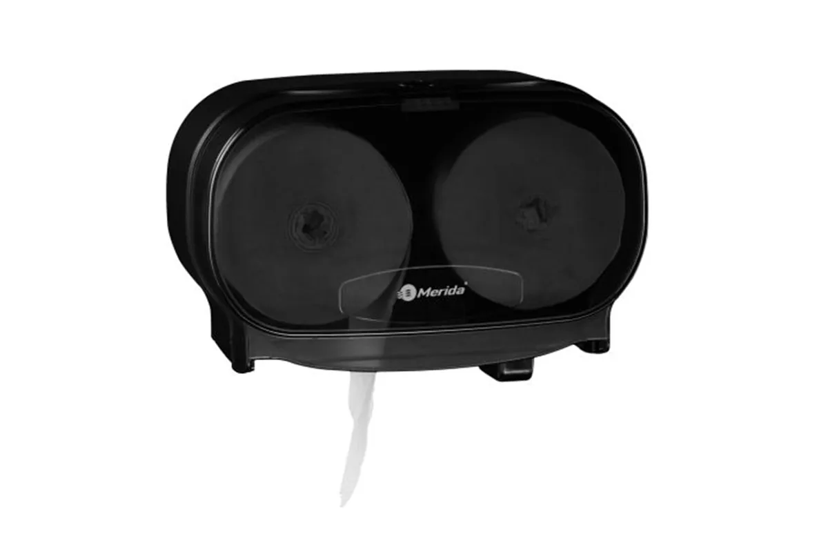 Pojemnik na dwie rolki papieru toaletowego bez gilzy MERIDA ONE, tworzywo ABS, czarny
 Merida BEC301