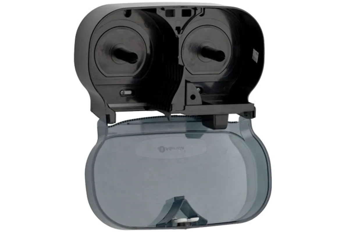 Pojemnik na dwie rolki papieru toaletowego bez gilzy MERIDA ONE, tworzywo ABS, czarny
 Merida BEC301