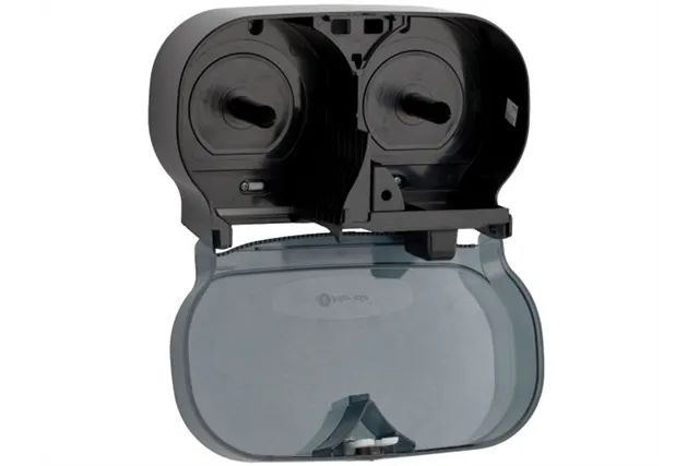 Pojemnik na dwie rolki papieru toaletowego bez gilzy MERIDA ONE, tworzywo ABS, czarny
 Merida BEC301