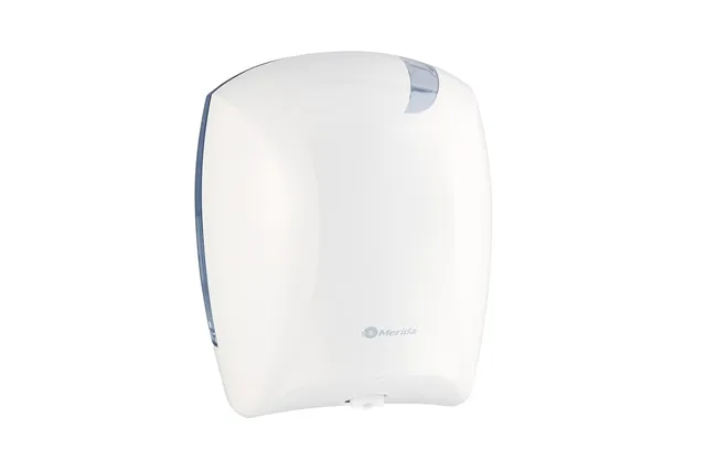 Pojemnik na papier toaletowy lub ręczniki w roli w systemie listkowym CENTER PULL, tworzywo ABS, biały
 Merida BJB702