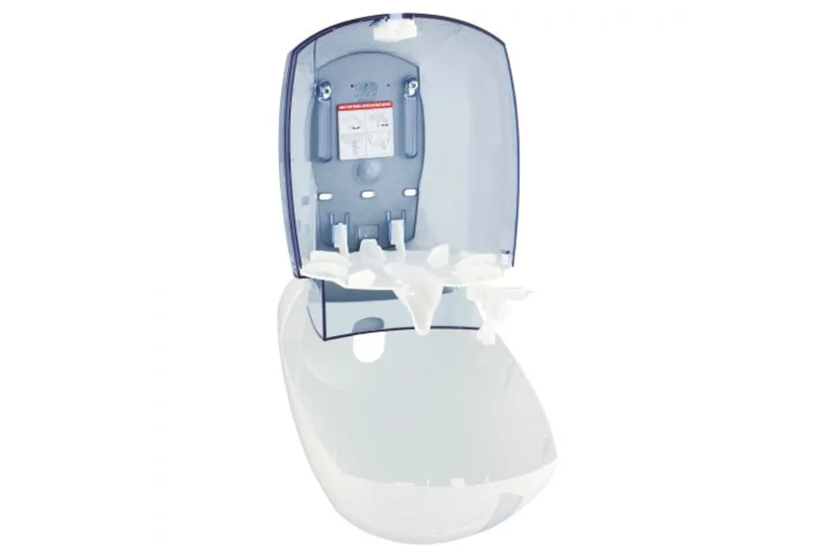 Pojemnik na papier toaletowy lub ręczniki w roli w systemie listkowym CENTER PULL, tworzywo ABS, biały
 Merida BJB702