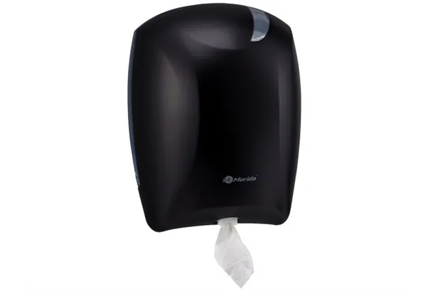 Pojemnik na papier toaletowy lub ręczniki w roli w systemie listkowym CENTER PULL, tworzywo ABS, czarny
 Merida BJC702