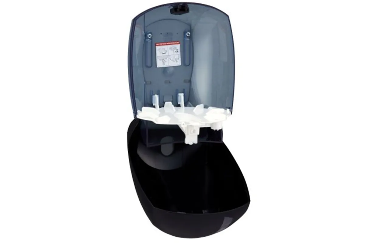 Pojemnik na papier toaletowy lub ręczniki w roli w systemie listkowym CENTER PULL, tworzywo ABS, czarny
 Merida BJC702