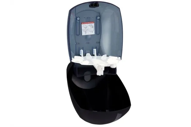 Pojemnik na papier toaletowy lub ręczniki w roli w systemie listkowym CENTER PULL, tworzywo ABS, czarny
 Merida BJC702