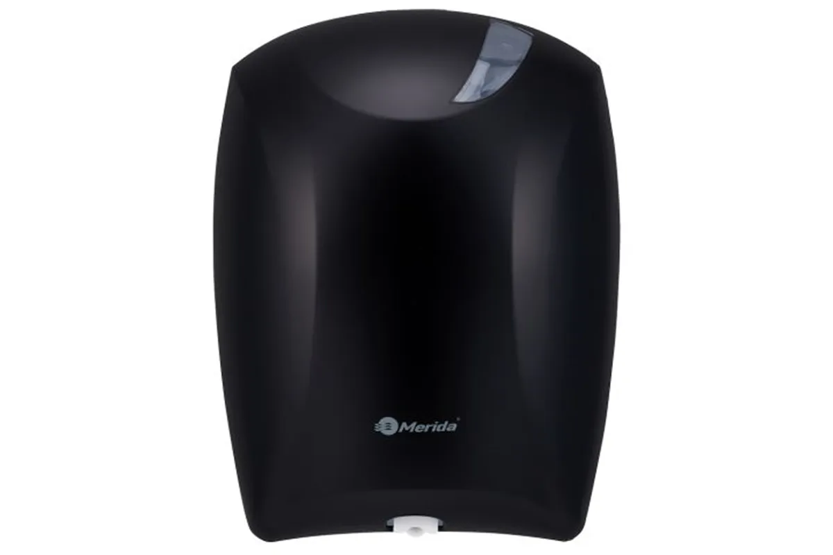 Pojemnik na papier toaletowy lub ręczniki w roli w systemie listkowym CENTER PULL, tworzywo ABS, czarny
 Merida BJC702