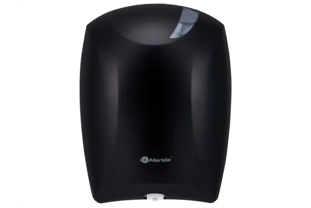 Pojemnik na papier toaletowy lub ręczniki w roli w systemie listkowym CENTER PULL, tworzywo ABS, czarny
 Merida BJC702