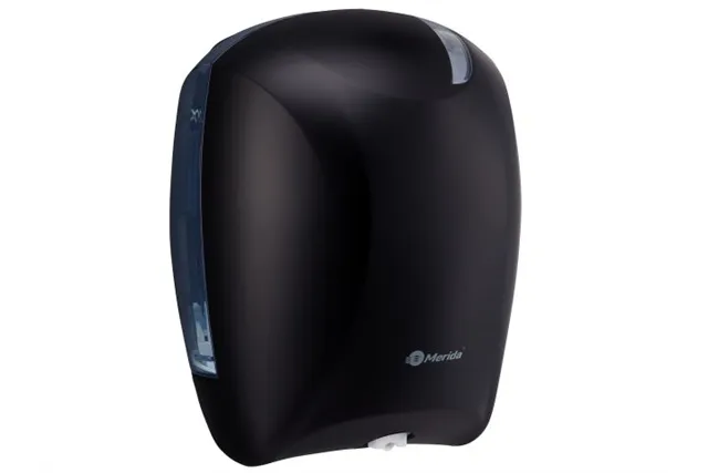 Pojemnik na papier toaletowy lub ręczniki w roli w systemie listkowym CENTER PULL, tworzywo ABS, czarny
 Merida BJC702