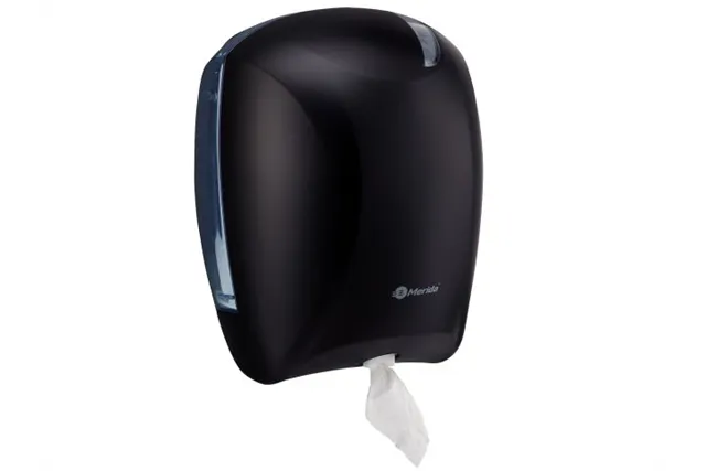 Pojemnik na papier toaletowy lub ręczniki w roli w systemie listkowym CENTER PULL, tworzywo ABS, czarny
 Merida BJC702