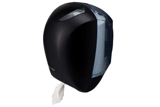 Pojemnik na papier toaletowy lub ręczniki w roli w systemie listkowym CENTER PULL, tworzywo ABS, czarny
 Merida BJC702