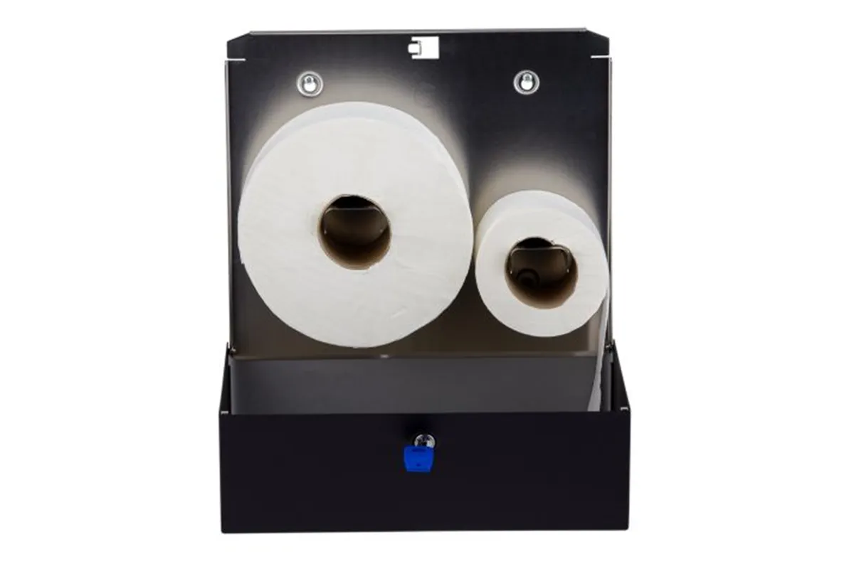 Pojemnik na papier toaletowy MERIDA STELLA DUO BLACK LINE uchwyt na resztkę rolki śr. papieru do 20cm, czarny BSC202