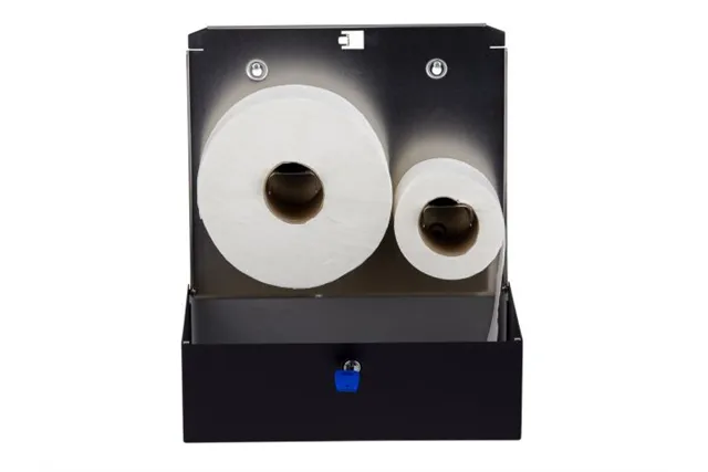 Pojemnik na papier toaletowy MERIDA STELLA DUO BLACK LINE uchwyt na resztkę rolki śr. papieru do 20cm, czarny BSC202