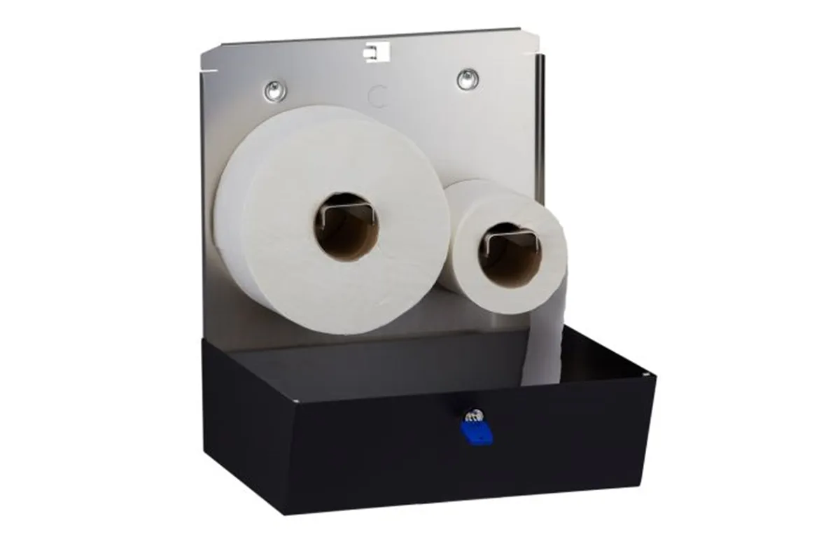 Pojemnik na papier toaletowy MERIDA STELLA DUO BLACK LINE uchwyt na resztkę rolki śr. papieru do 20cm, czarny BSC202