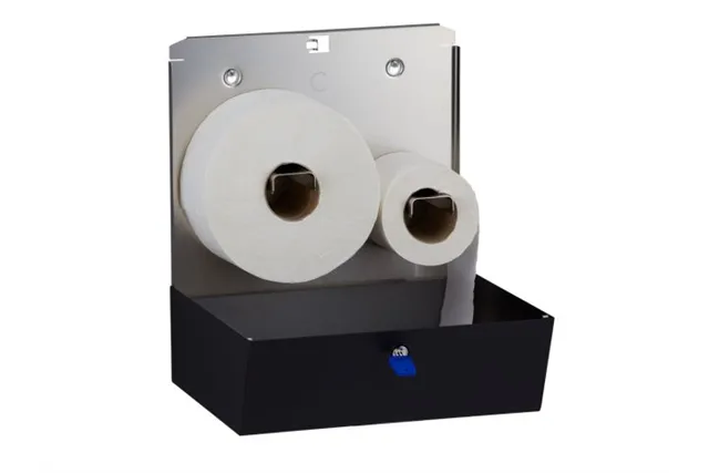 Pojemnik na papier toaletowy MERIDA STELLA DUO BLACK LINE uchwyt na resztkę rolki śr. papieru do 20cm, czarny BSC202