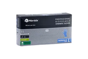 Rękawice winylowo - nitrylowe, niebieskie, rozmiar L, opakowanie 100 szt.
 Merida TRN568