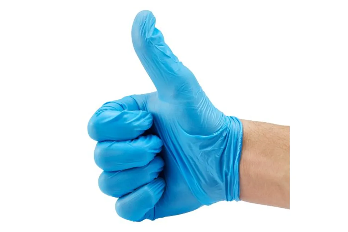 Rękawice winylowo - nitrylowe, niebieskie, rozmiar L, opakowanie 100 szt.
 Merida TRN568