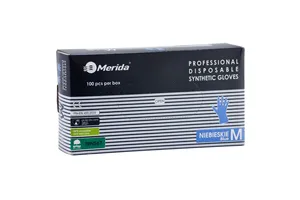 Rękawice winylowo - nitrylowe, niebieskie, rozmiar M, opakowanie 100 szt.
 Merida TRN567