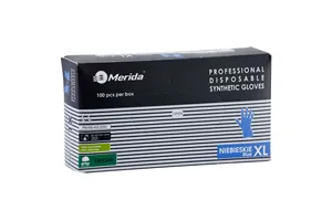 Rękawice winylowo - nitrylowe, niebieskie, rozmiar XL, opakowanie 100 szt. Merida TRN569