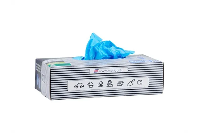 Rękawice winylowo - nitrylowe, niebieskie, rozmiar XL, opakowanie 100 szt. Merida TRN569