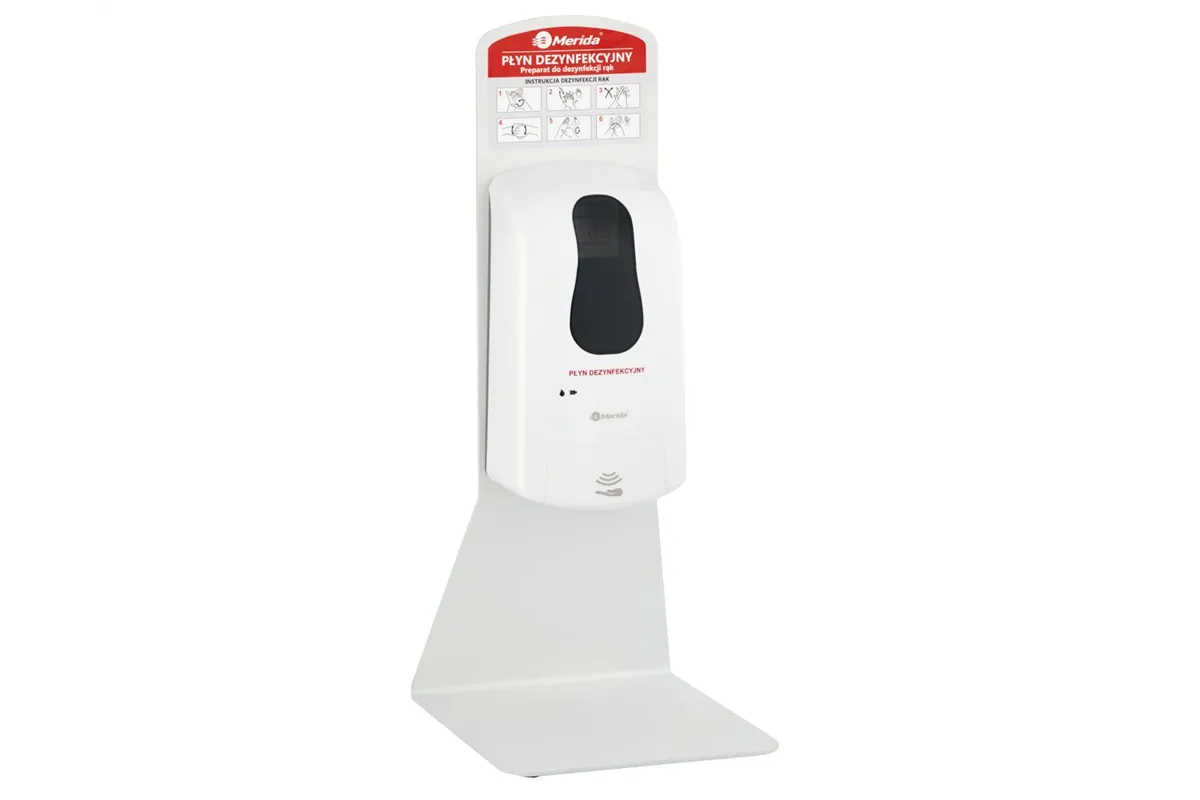Stojak do dezynfekcji rąk blatowy z automatycznym bezdotykowym dozownikiem MERIDA ONE biały Merida ZEST401BM