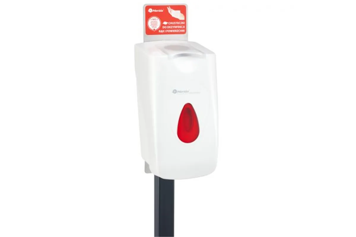Stojak do dezynfekcji rąk i powierzchni z dozownikiem nasączonych chusteczek MERIDA TOP
 Merida ZEST002