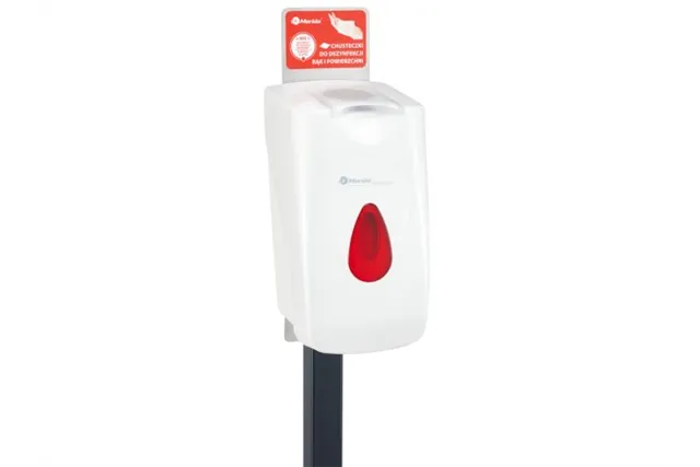 Stojak do dezynfekcji rąk i powierzchni z dozownikiem nasączonych chusteczek MERIDA TOP
 Merida ZEST002